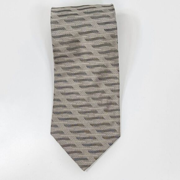 Croft & Barrow Patterned Silk Men's Neck Tie Taupe Tan Grey - Picture 1 of 9